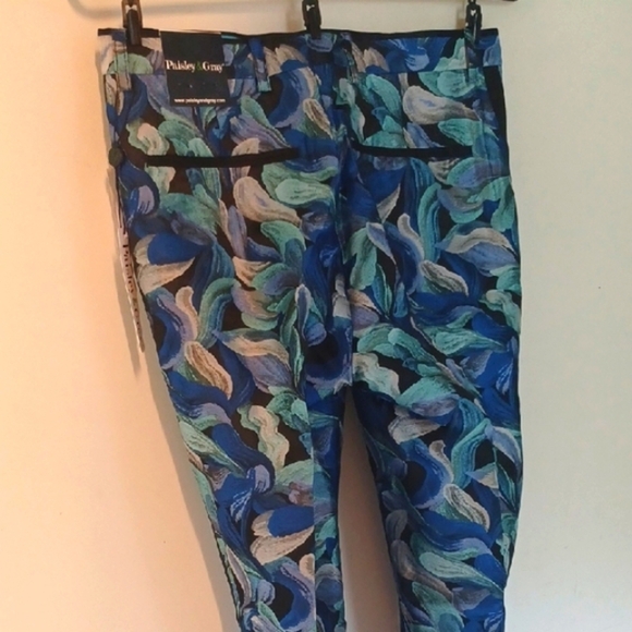 PAISLEY & GRAY Blue and Green Patterned Tuxedo Pants, 28W x 32L - Picture 6 of 9